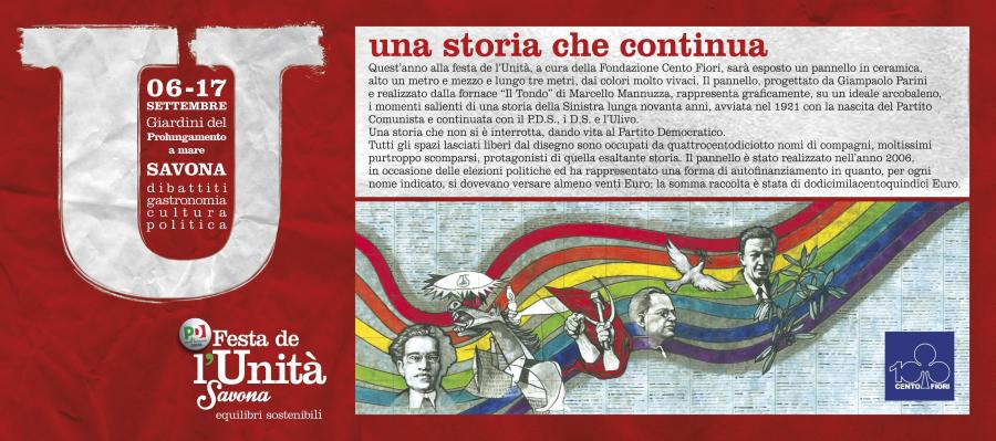 Cover La Fondazione Centofiori alla festa de lUnita di Savona   Giardini prolungamento a mare dal 6 al 17 settembre 2017
